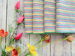 Rainbow Seersucker Cloth Napkins, set of four by Dot and Army, table linens detail photo 2