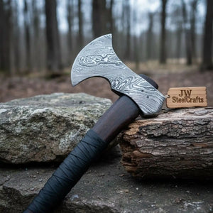 Hand Forged Damascus Steel Hatchet Hawks Tomahawk Axe Rose Wood by JW SteelCrafts, Southern lifestyle apparel detail photo 2