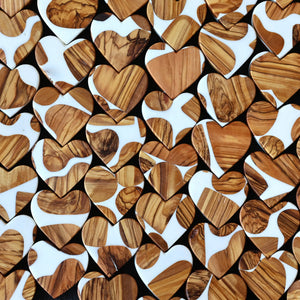 Reclaimed Olive & Resin Hearts by Dennehey Design Co., religious items detail photo 6