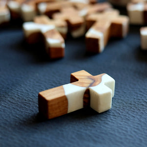 Reclaimed Olive & Resin Pocket Crosses by Dennehey Design Co., religious items detail photo 2