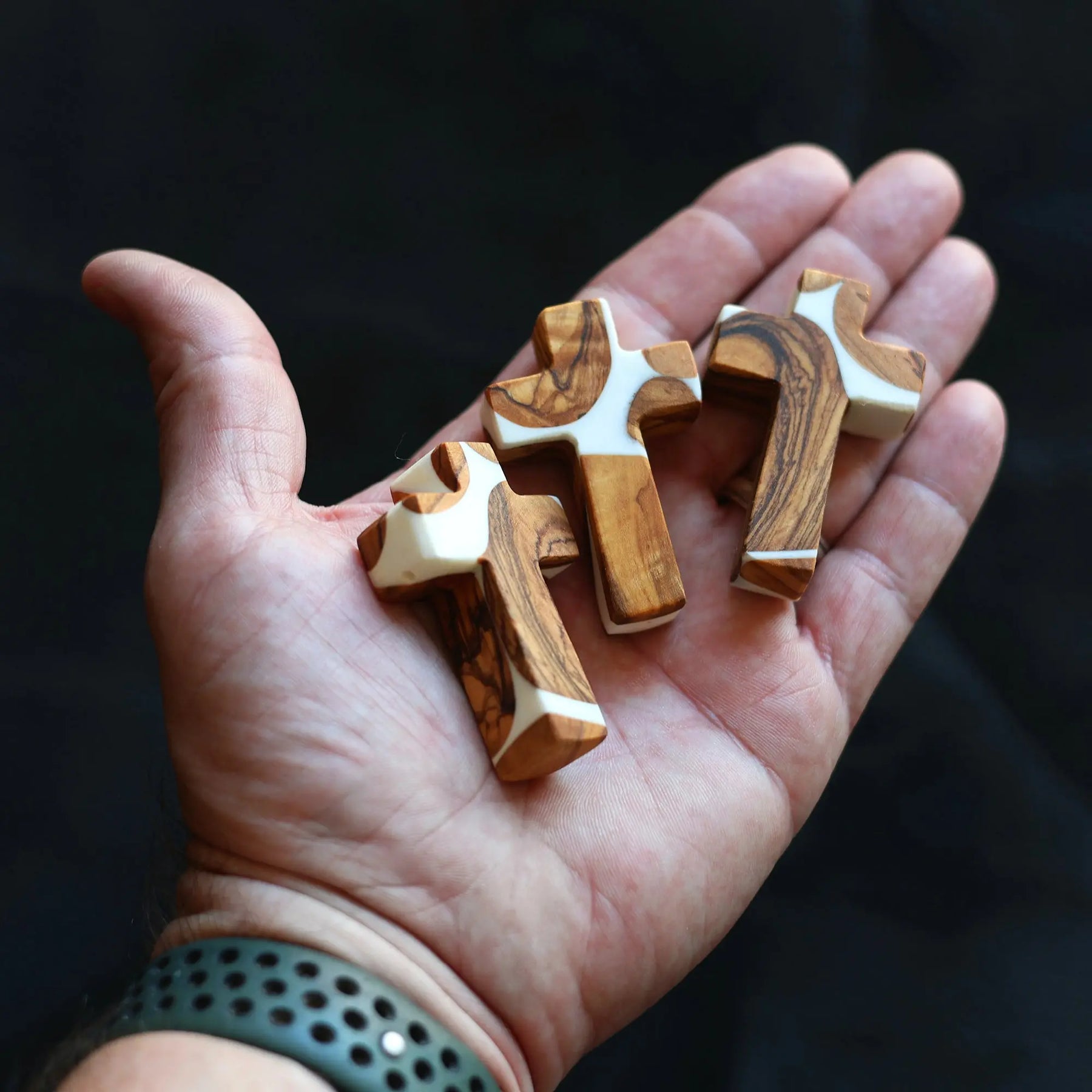 Reclaimed Olive & Resin Pocket Crosses by Dennehey Design Co., religious items detail photo 6