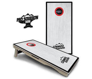 Red/Black Hole Ring Grey Wash Cornhole Boards - Pro Solution Elite Series by Cornhole Solutions, handmade jewelry detail photo 3