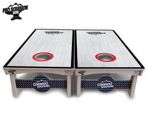 Red/Black Hole Ring Grey Wash Cornhole Boards - Pro Solution Elite Series by Cornhole Solutions, handmade jewelry detail photo 4