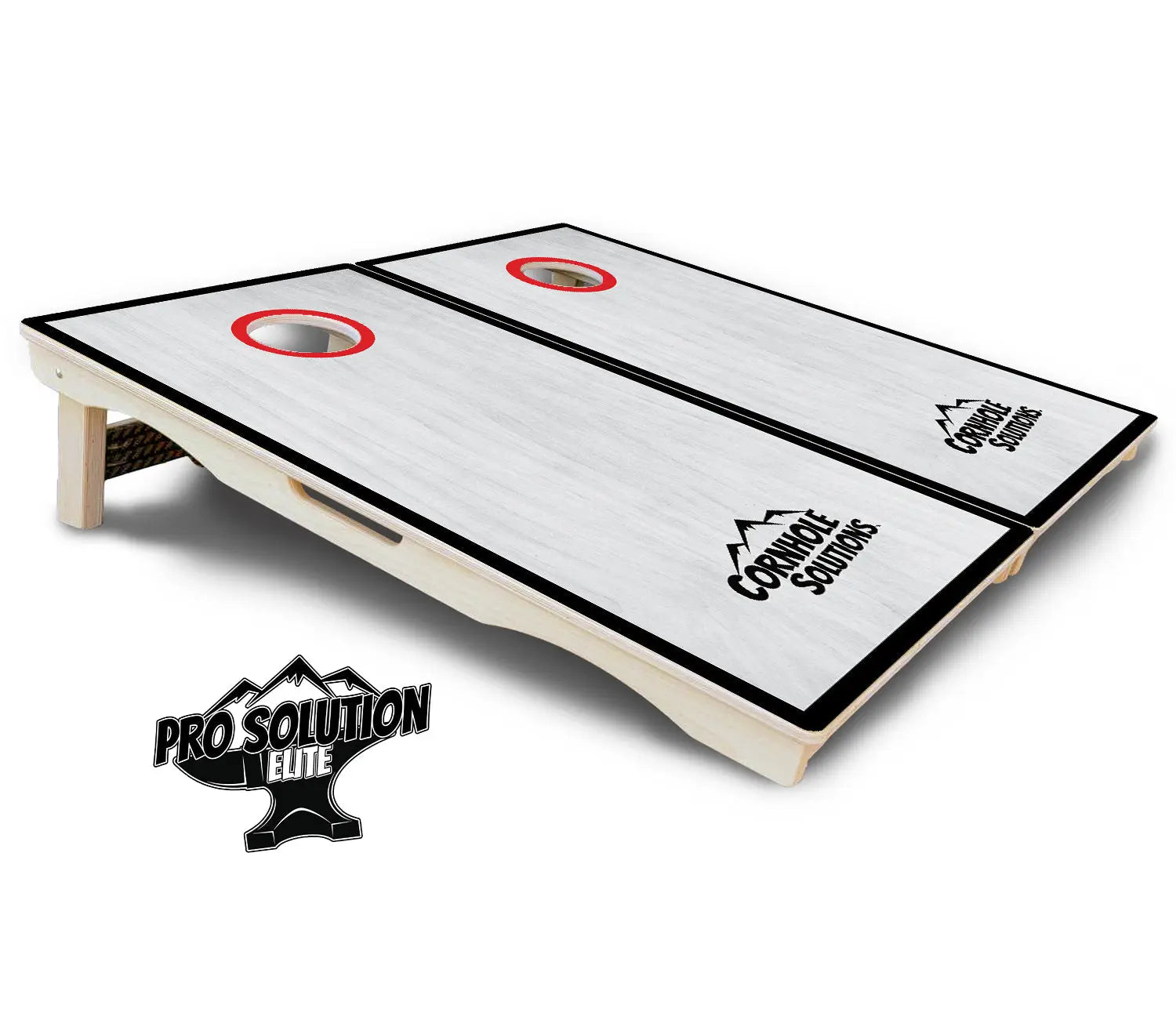 Red/Black Hole Ring Grey Wash Cornhole Boards - Pro Solution Elite Series by Cornhole Solutions, handmade jewelry detail photo 6