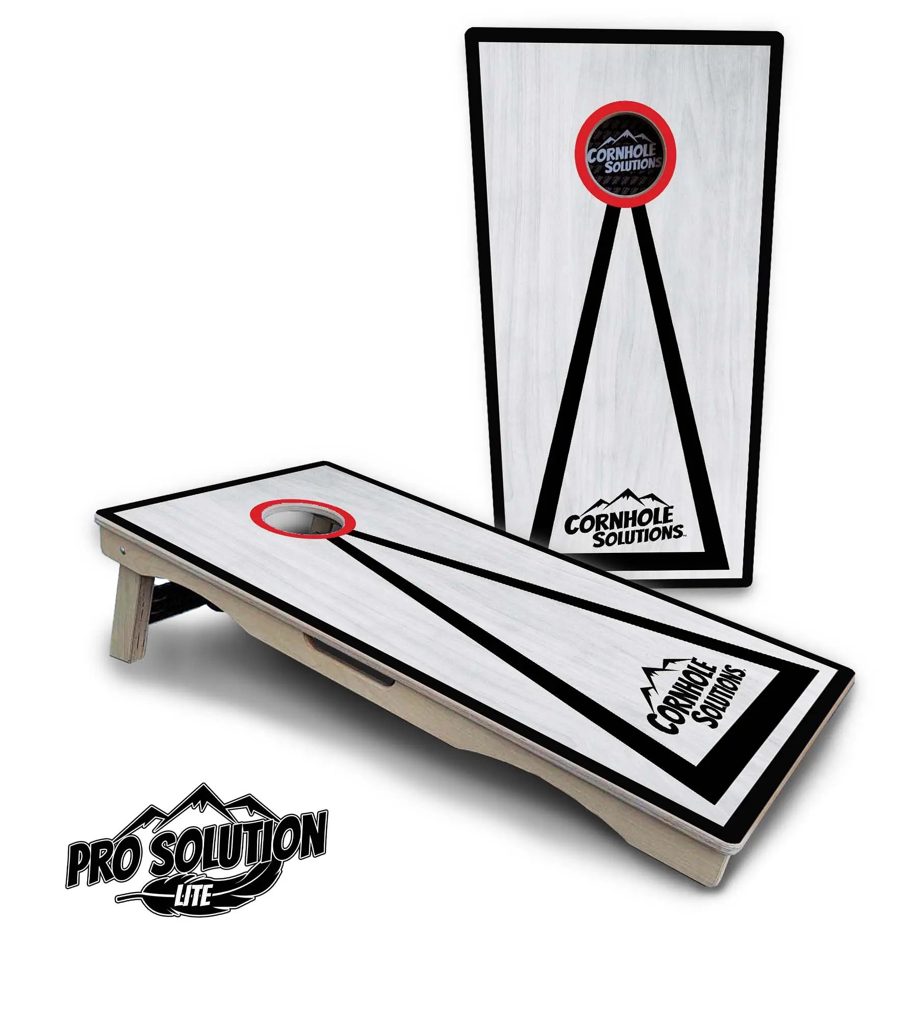 Red/Black Hole Ring Grey Wash Cornhole Boards - Pro Solution Lite Series by Cornhole Solutions, handmade jewelry main product photo