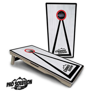 Red/Black Hole Ring Grey Wash Cornhole Boards - Pro Solution Lite Series by Cornhole Solutions, handmade jewelry main product photo