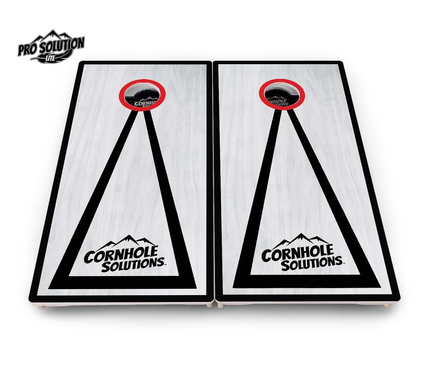 Red/Black Hole Ring Grey Wash Cornhole Boards - Pro Solution Lite Series by Cornhole Solutions, handmade jewelry detail photo 4