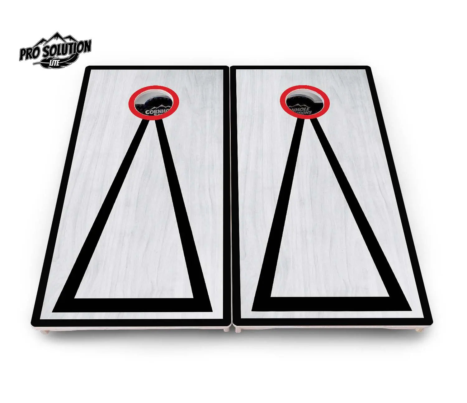 Red/Black Hole Ring Grey Wash Cornhole Boards - Pro Solution Lite Series by Cornhole Solutions, handmade jewelry detail photo 16