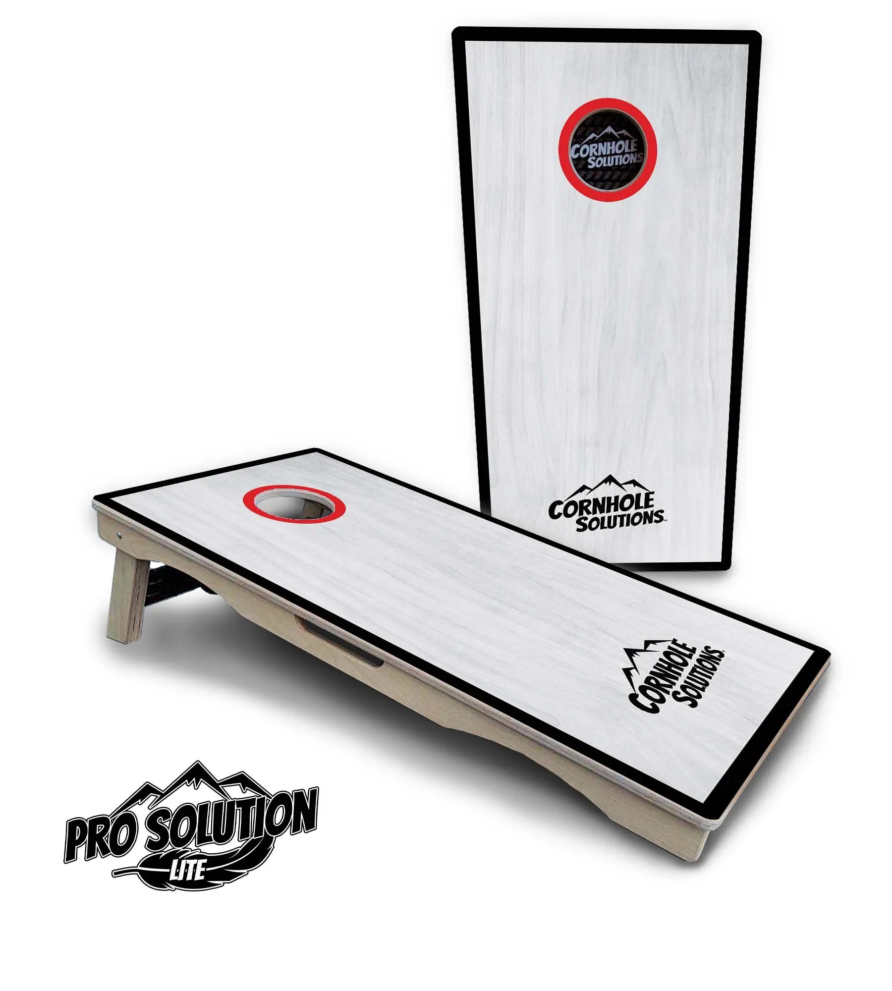 Red/Black Hole Ring Grey Wash Cornhole Boards - Pro Solution Lite Series by Cornhole Solutions, handmade jewelry detail photo 17