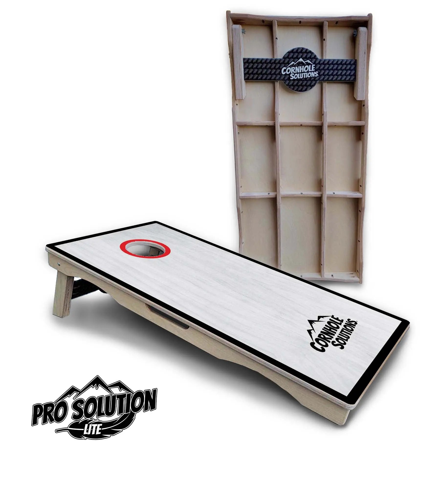 Red/Black Hole Ring Grey Wash Cornhole Boards - Pro Solution Lite Series by Cornhole Solutions, handmade jewelry detail photo 18