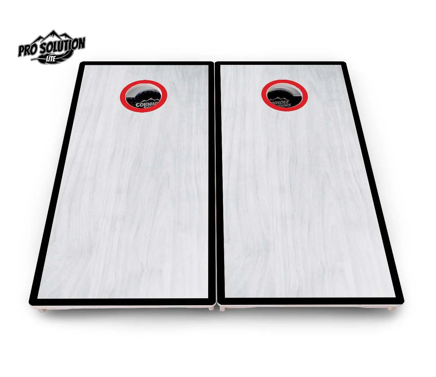 Red/Black Hole Ring Grey Wash Cornhole Boards - Pro Solution Lite Series by Cornhole Solutions, handmade jewelry detail photo 21