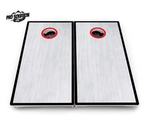 Red/Black Hole Ring Grey Wash Cornhole Boards - Pro Solution Lite Series by Cornhole Solutions, handmade jewelry detail photo 21