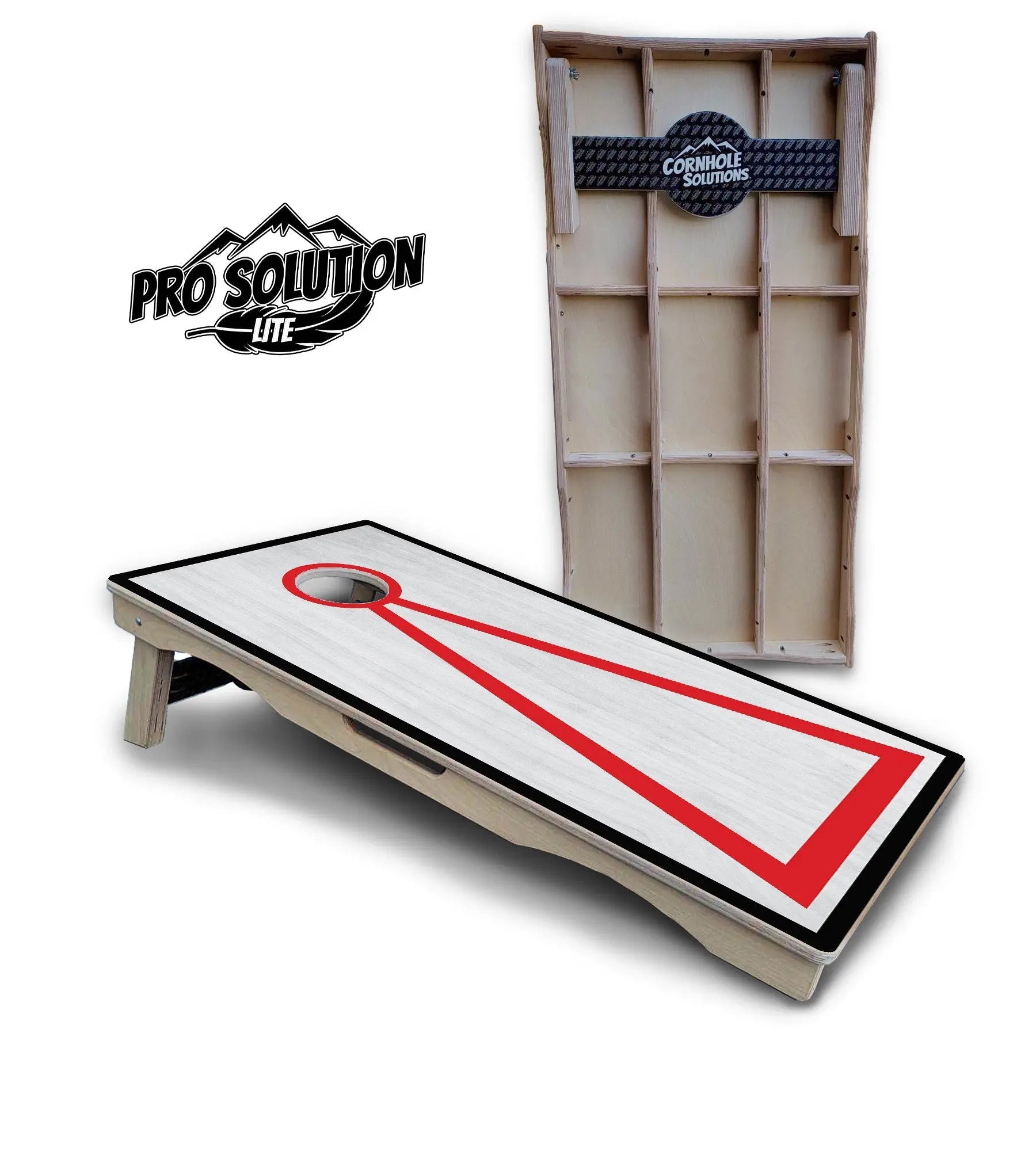 Red/Black Hole Ring Grey Wash Cornhole Boards - Pro Solution Lite Series by Cornhole Solutions, handmade jewelry detail photo 22