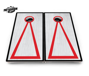 Red/Black Hole Ring Grey Wash Cornhole Boards - Pro Solution Lite Series by Cornhole Solutions, handmade jewelry detail photo 23