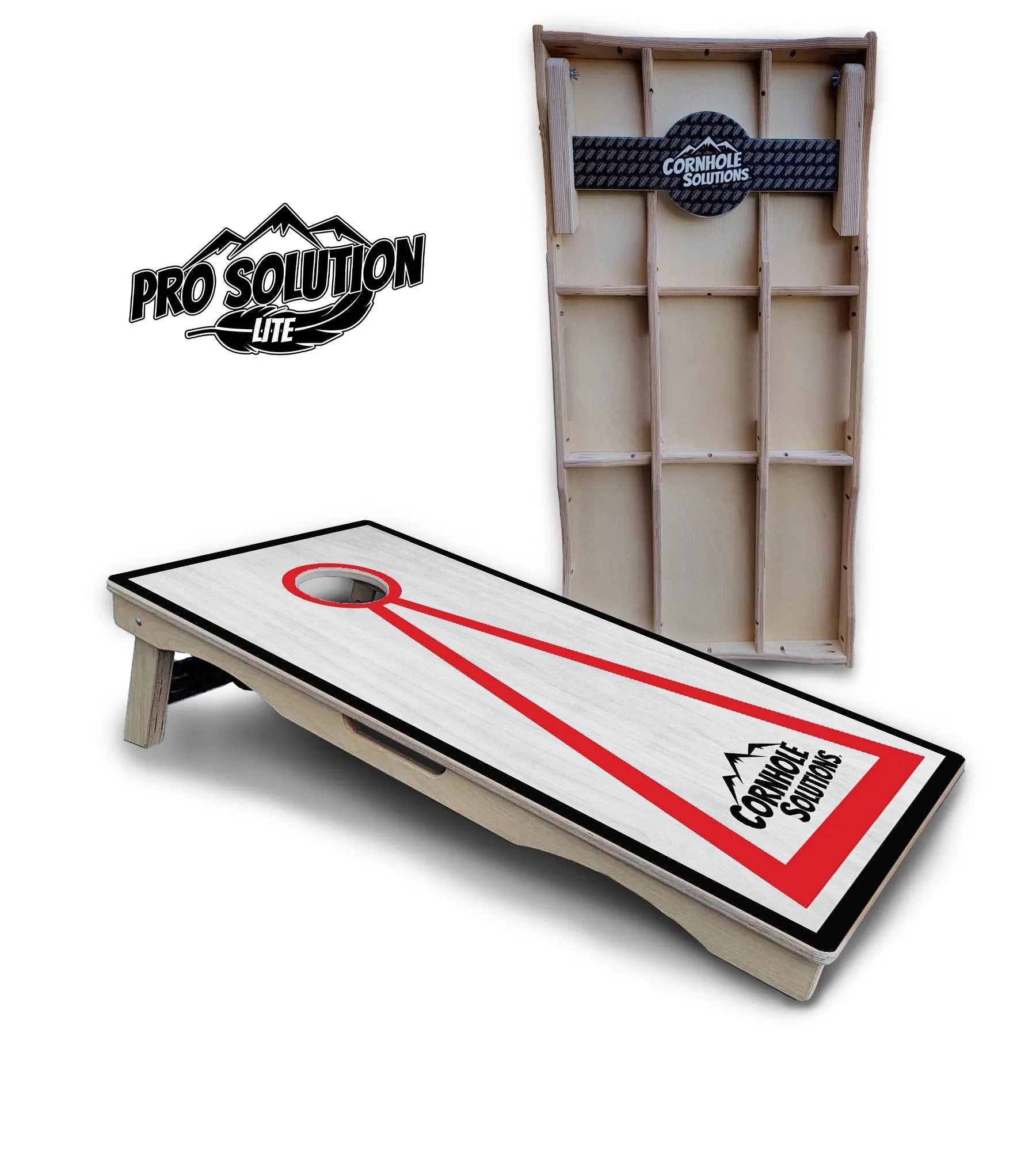 Red/Black Hole Ring Grey Wash Cornhole Boards - Pro Solution Lite Series by Cornhole Solutions, handmade jewelry detail photo 25
