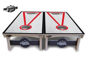Red/Black Hole Ring Grey Wash Cornhole Boards - Pro Solution Lite Series by Cornhole Solutions, handmade jewelry detail photo 26