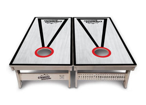Red/Black Hole Ring Grey Wash Cornhole Boards - Professional Tournament Series by Cornhole Solutions, handmade jewelry detail photo 6