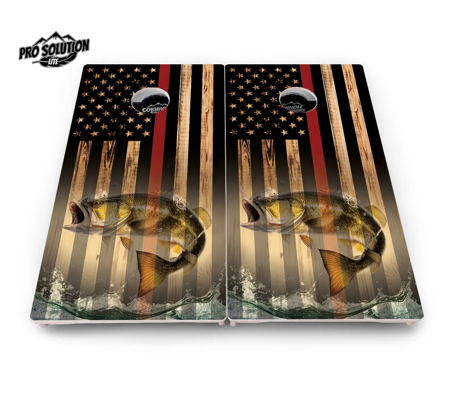 Red Line Deer & Fish Flag Cornhole Boards - Pro Solution Elite Series by Cornhole Solutions, custom cornhole board detail photo 4
