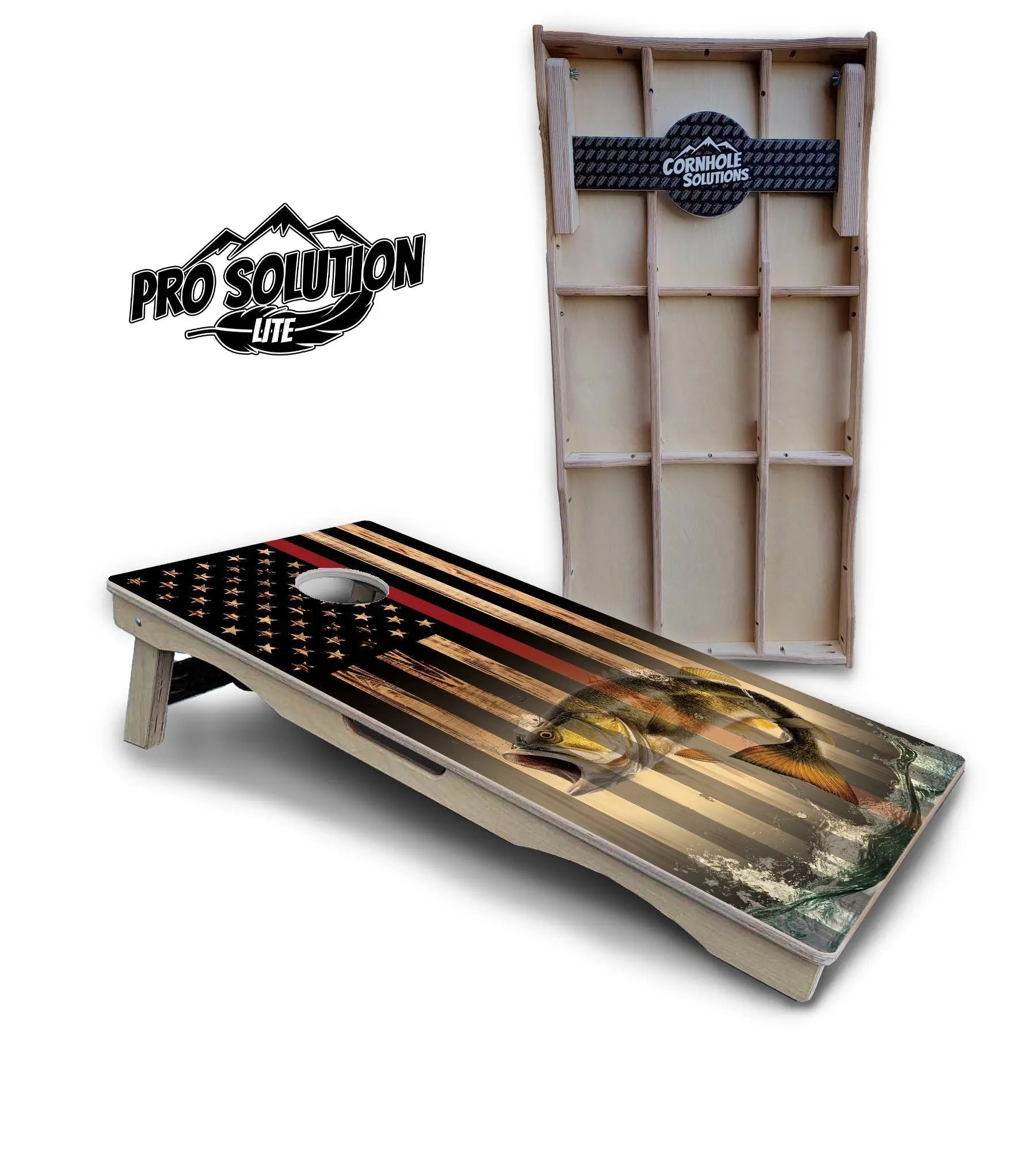 Red Line Deer & Fish Flag Cornhole Boards - Pro Solution Elite Series by Cornhole Solutions, custom cornhole board detail photo 9