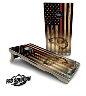 Red Line Deer & Fish Flag Cornhole Boards - Pro Solution Elite Series by Cornhole Solutions, custom cornhole board detail photo 11
