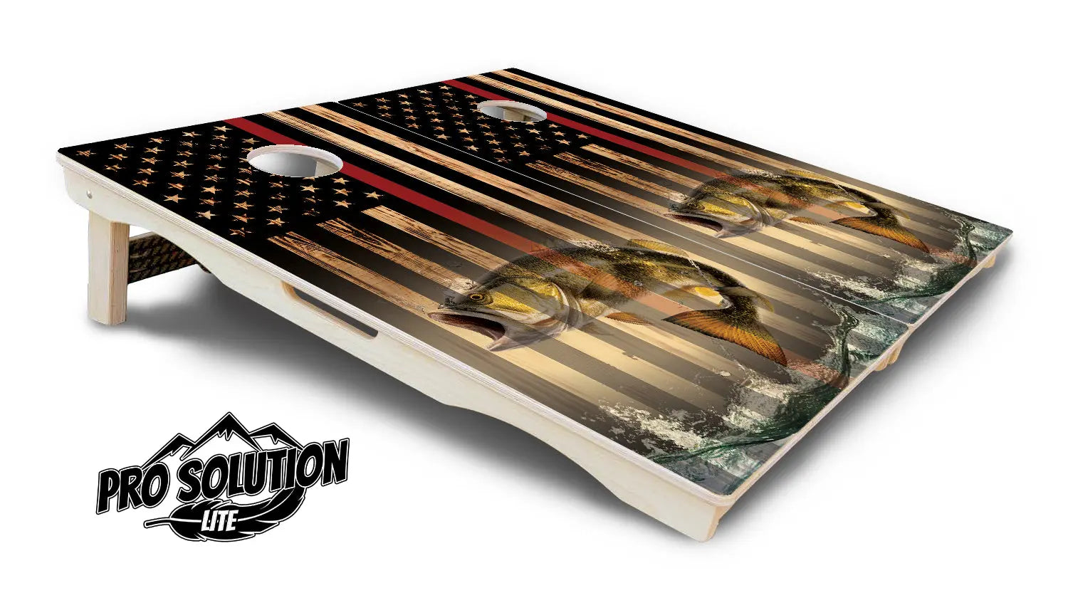 Red Line Deer & Fish Flag Cornhole Boards - Pro Solution Elite Series by Cornhole Solutions, custom cornhole board detail photo 12