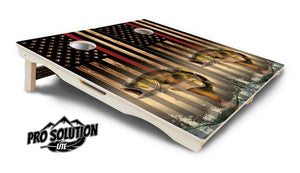 Red Line Deer & Fish Flag Cornhole Boards - Pro Solution Elite Series by Cornhole Solutions, custom cornhole board detail photo 12