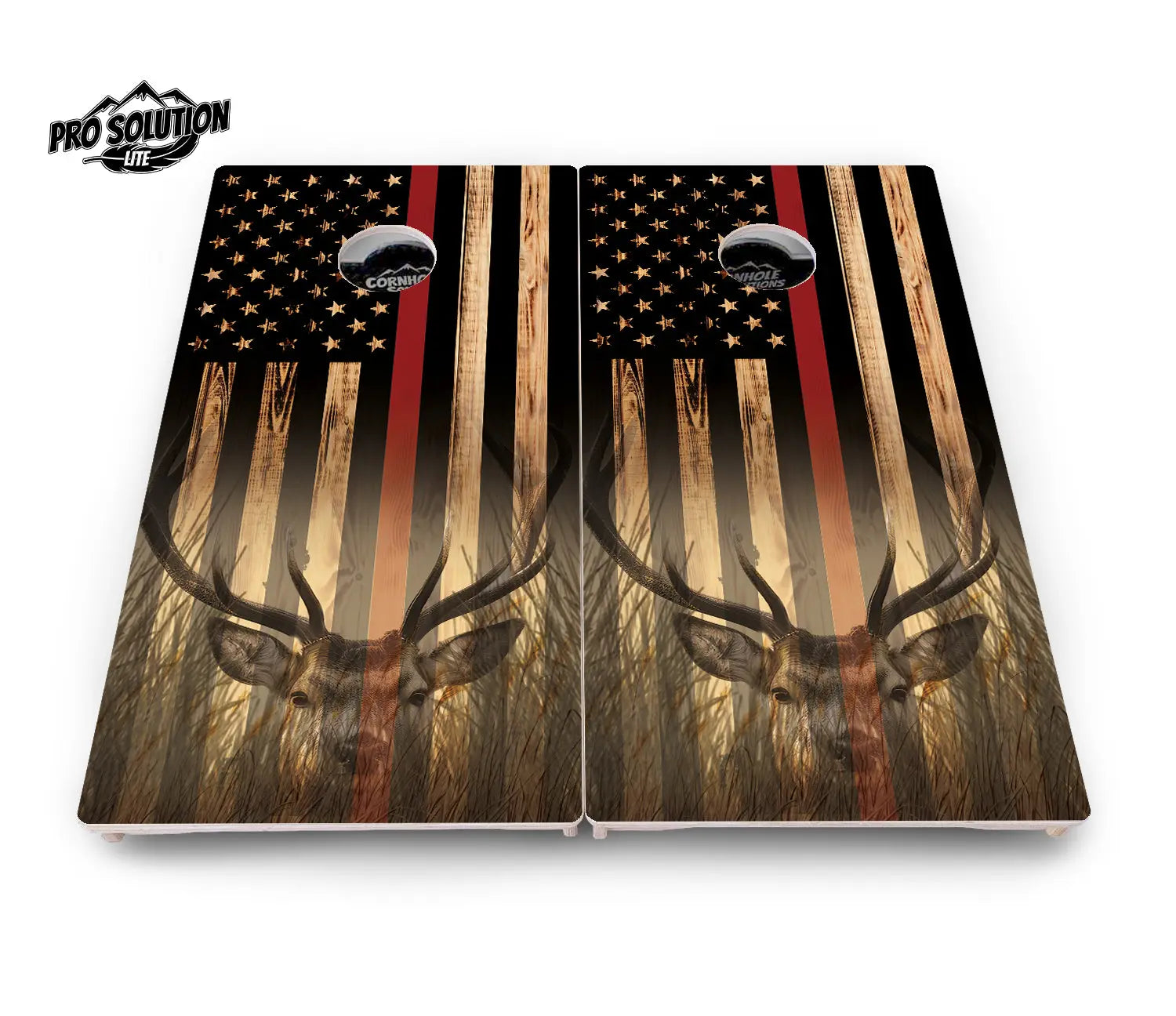 Red Line Deer & Fish Flag Cornhole Boards - Pro Solution Lite Series by Cornhole Solutions, custom cornhole board detail photo 3