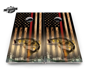Red Line Deer & Fish Flag Cornhole Boards - Pro Solution Lite Series by Cornhole Solutions, custom cornhole board detail photo 4