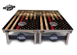Red Line Deer & Fish Flag Cornhole Boards - Pro Solution Lite Series by Cornhole Solutions, custom cornhole board detail photo 6