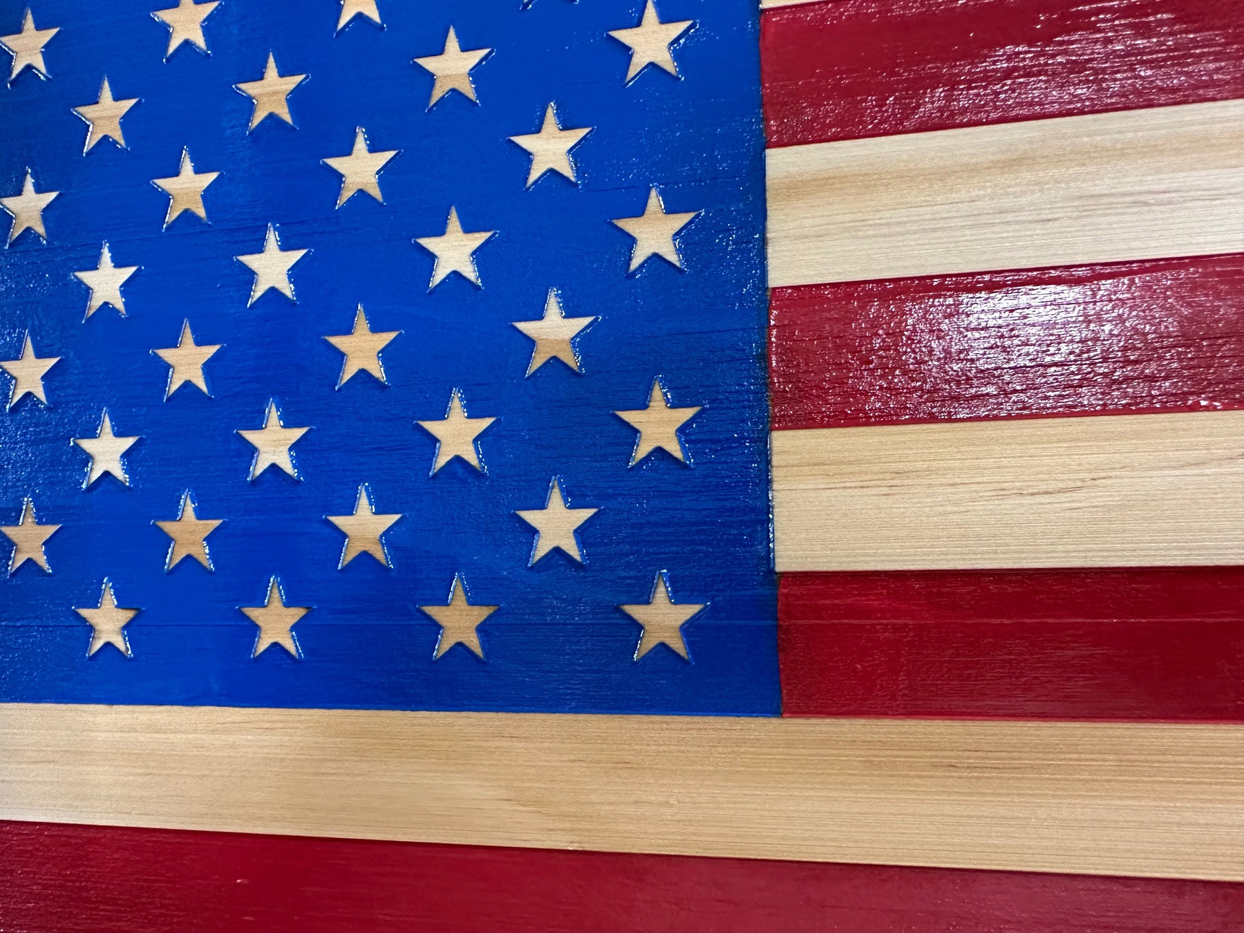 American Flag Decorative & Secure Wall-Mounted Gun Cabinet (Red & Blue) by Bellewood Designs, Southern home decor detail photo 9