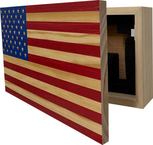 American Flag Decorative & Secure Wall-Mounted Gun Cabinet (Red & Blue) by Bellewood Designs, Southern home decor detail photo 5
