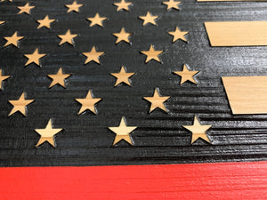 Red Line American Flag Hidden Gun Storage, Customizable Thin Red Line Concealment Flag for Firefighters by Bellewood Designs, Southern home decor detail photo 4