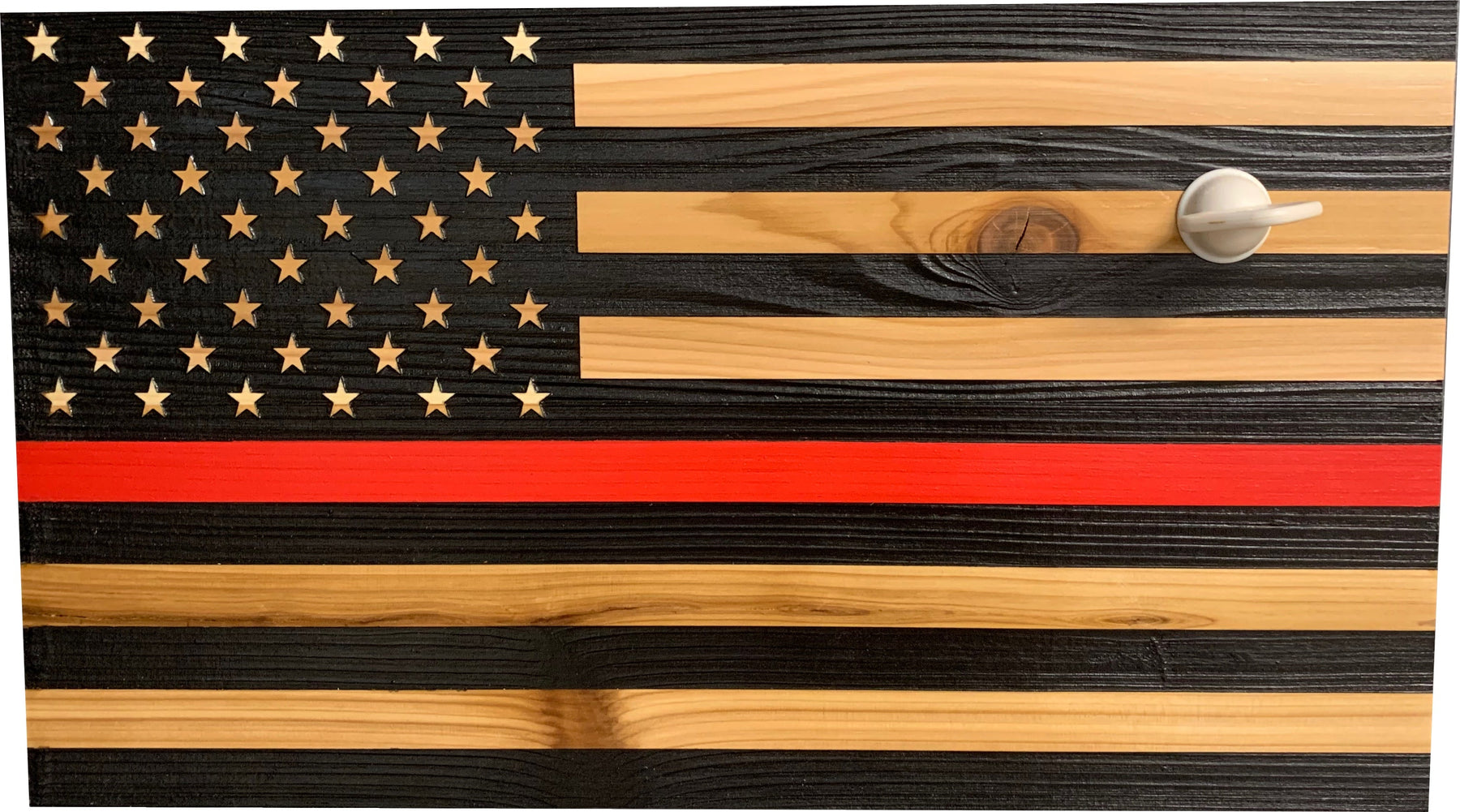 Red Line American Flag Hidden Gun Storage, Customizable Thin Red Line Concealment Flag for Firefighters by Bellewood Designs, Southern home decor detail photo 5