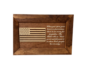 American Flag & Patriotism Decorative & Secure Wall-Mounted Gun Cabinet (Red Oak ) by Bellewood Designs, Southern home decor detail photo 3
