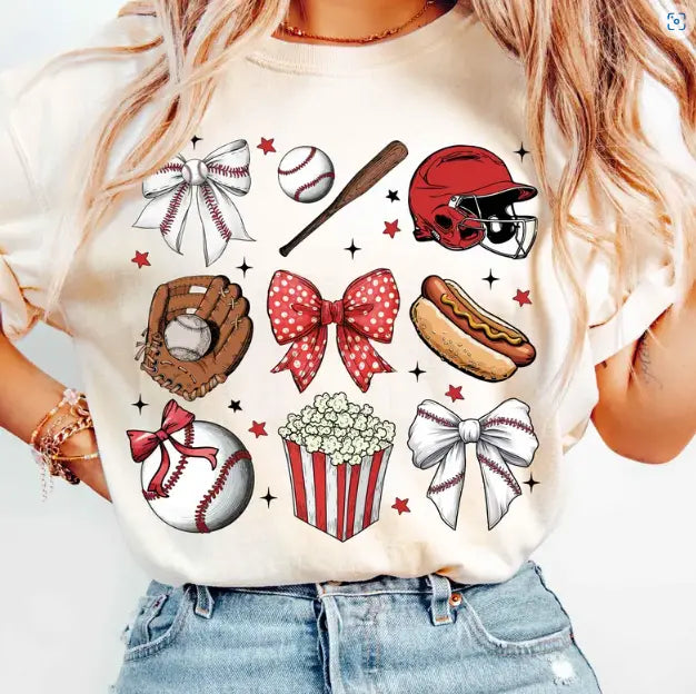 Retro Baseball Coquette by Southern Backroad Tees LLC, graphic tee detail photo 2