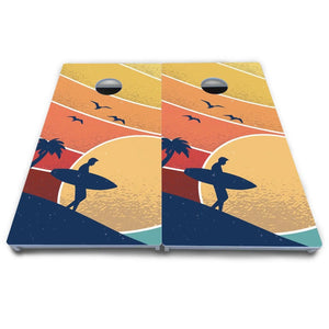 Retro Beach Cornhole Boards - All Weather Series by Cornhole Solutions, custom cornhole board detail photo 5