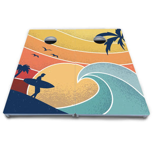 Retro Beach Cornhole Boards - All Weather Series by Cornhole Solutions, custom cornhole board detail photo 8