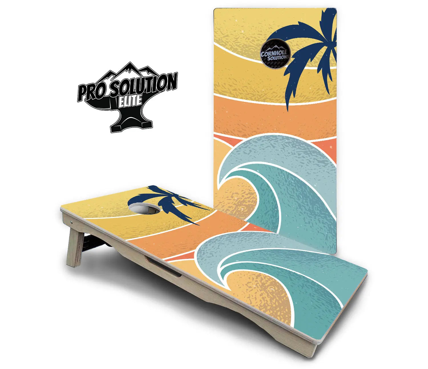 Retro Beach Cornhole Boards - Pro Solution Elite Series by Cornhole Solutions, custom cornhole board detail photo 7