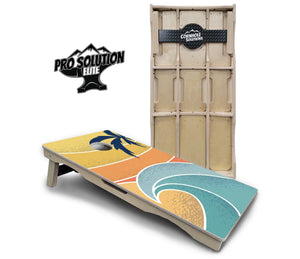 Retro Beach Cornhole Boards - Pro Solution Elite Series by Cornhole Solutions, custom cornhole board detail photo 8