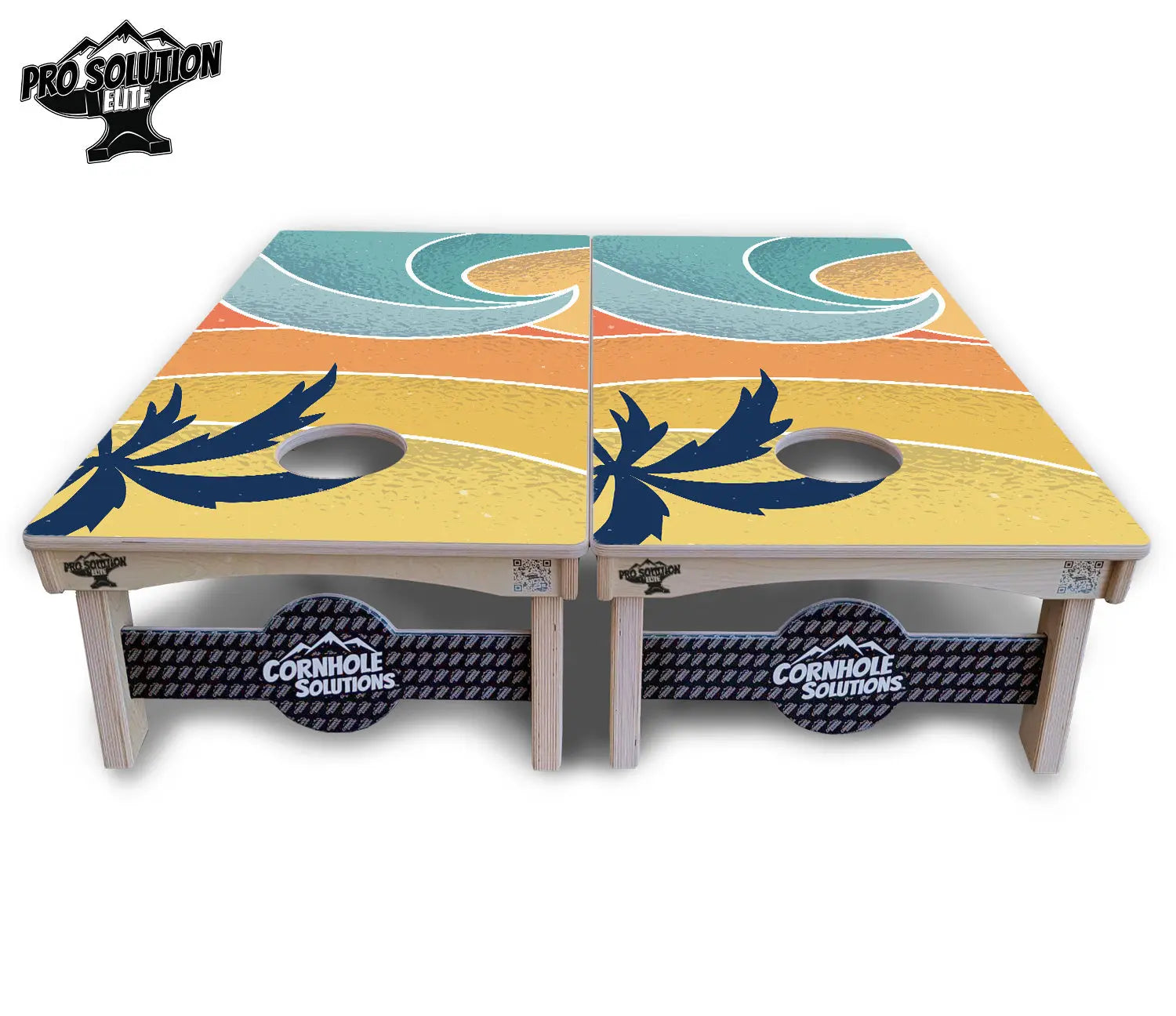 Retro Beach Cornhole Boards - Pro Solution Elite Series by Cornhole Solutions, custom cornhole board detail photo 9