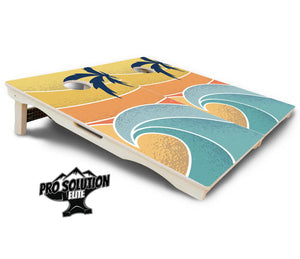 Retro Beach Cornhole Boards - Pro Solution Elite Series by Cornhole Solutions, custom cornhole board detail photo 10