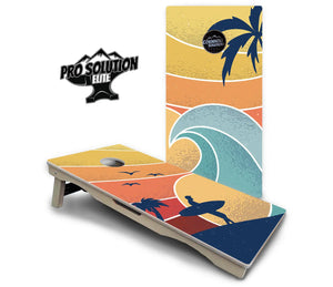 Retro Beach Cornhole Boards - Pro Solution Elite Series by Cornhole Solutions, custom cornhole board detail photo 12