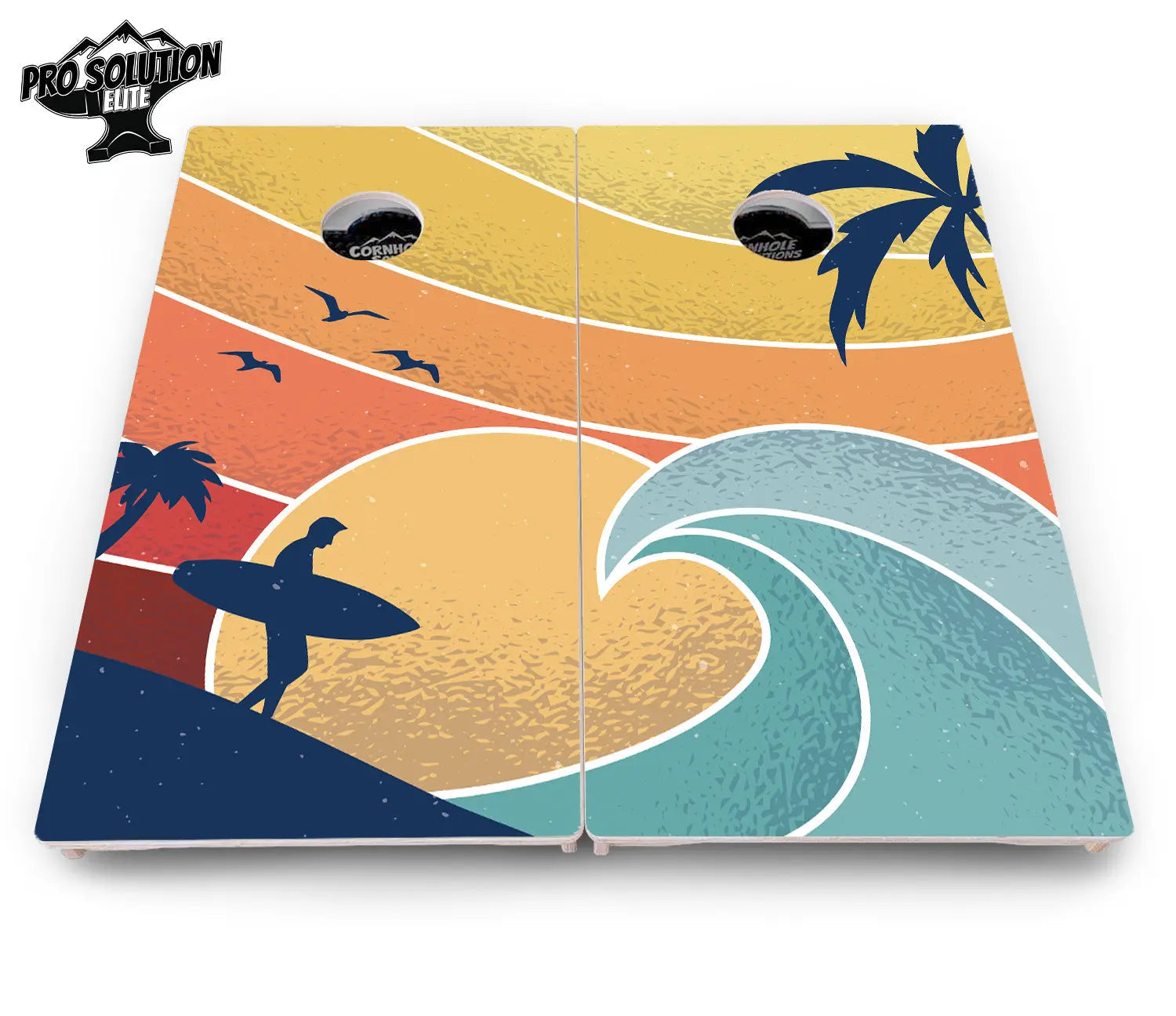 Retro Beach Cornhole Boards - Pro Solution Elite Series by Cornhole Solutions, custom cornhole board detail photo 13
