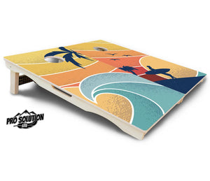 Retro Beach Cornhole Boards - Pro Solution Lite Series by Cornhole Solutions, custom cornhole board detail photo 4