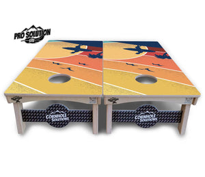 Retro Beach Cornhole Boards - Pro Solution Lite Series by Cornhole Solutions, custom cornhole board detail photo 7