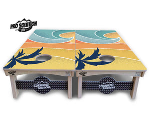 Retro Beach Cornhole Boards - Pro Solution Lite Series by Cornhole Solutions, custom cornhole board detail photo 12