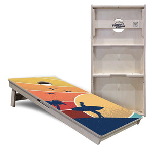 Retro Beach Cornhole Boards - Professional Tournament Series by Cornhole Solutions, custom cornhole board detail photo 3