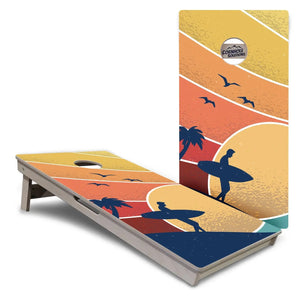 Retro Beach Cornhole Boards - Professional Tournament Series by Cornhole Solutions, custom cornhole board detail photo 4