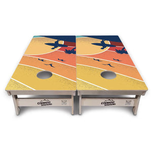 Retro Beach Cornhole Boards - Professional Tournament Series by Cornhole Solutions, custom cornhole board detail photo 5