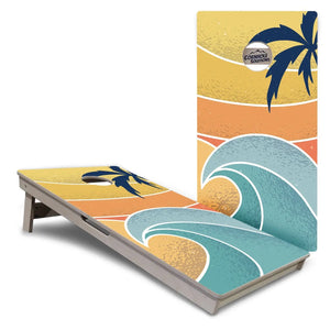 Retro Beach Cornhole Boards - Professional Tournament Series by Cornhole Solutions, custom cornhole board detail photo 7